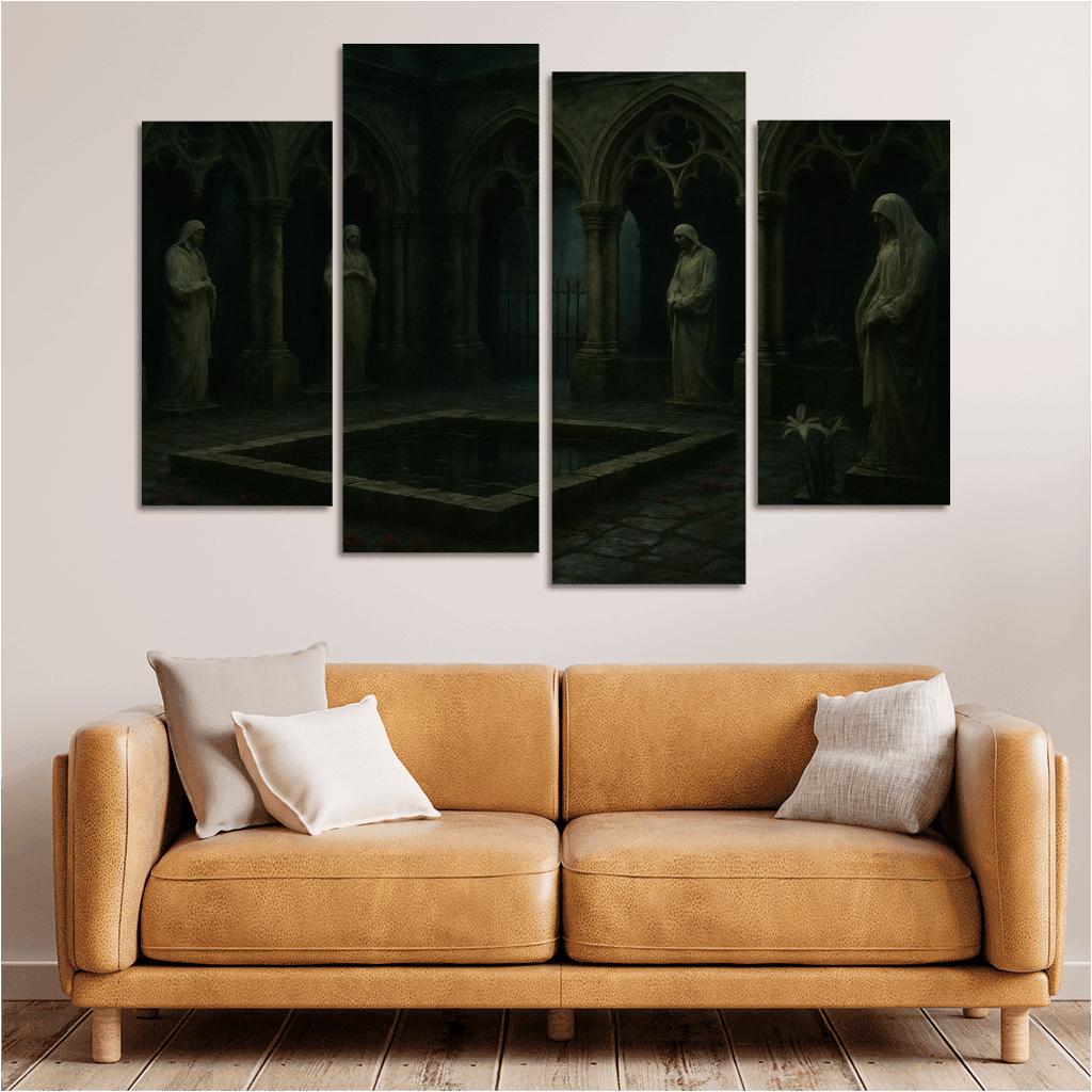 Sepulchral Garden Cloister With Bone White Statues modern paintings frame
