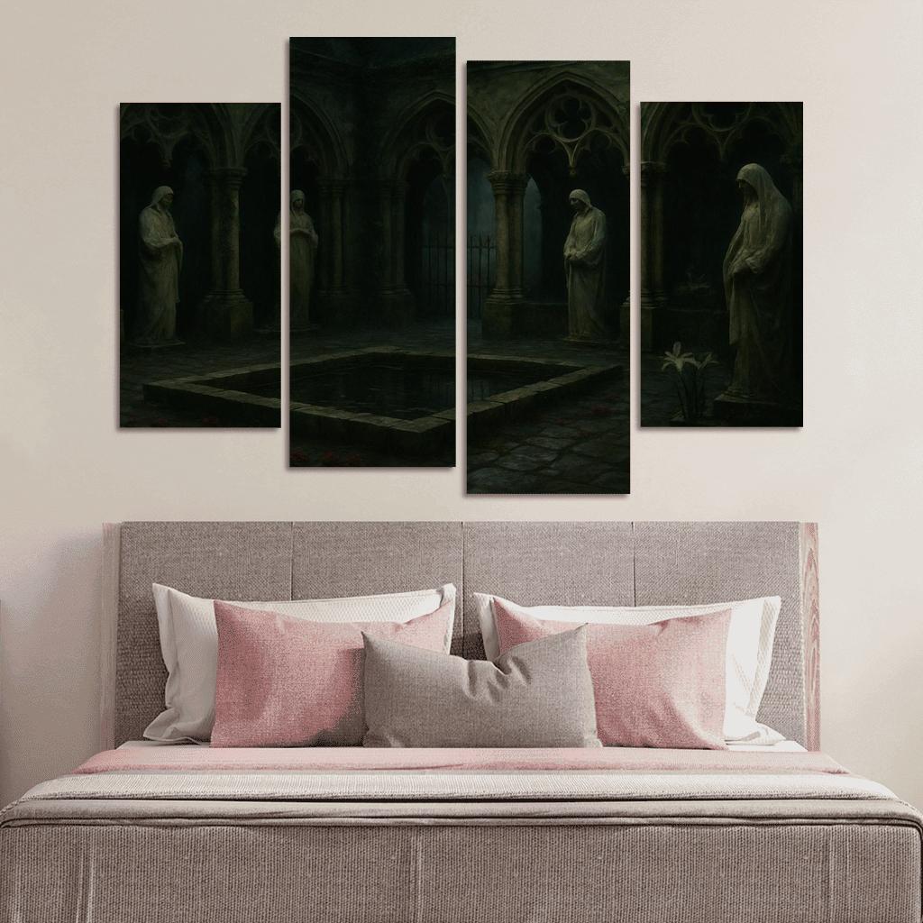 Sepulchral Garden Cloister With Bone White Statues modern paintings frame