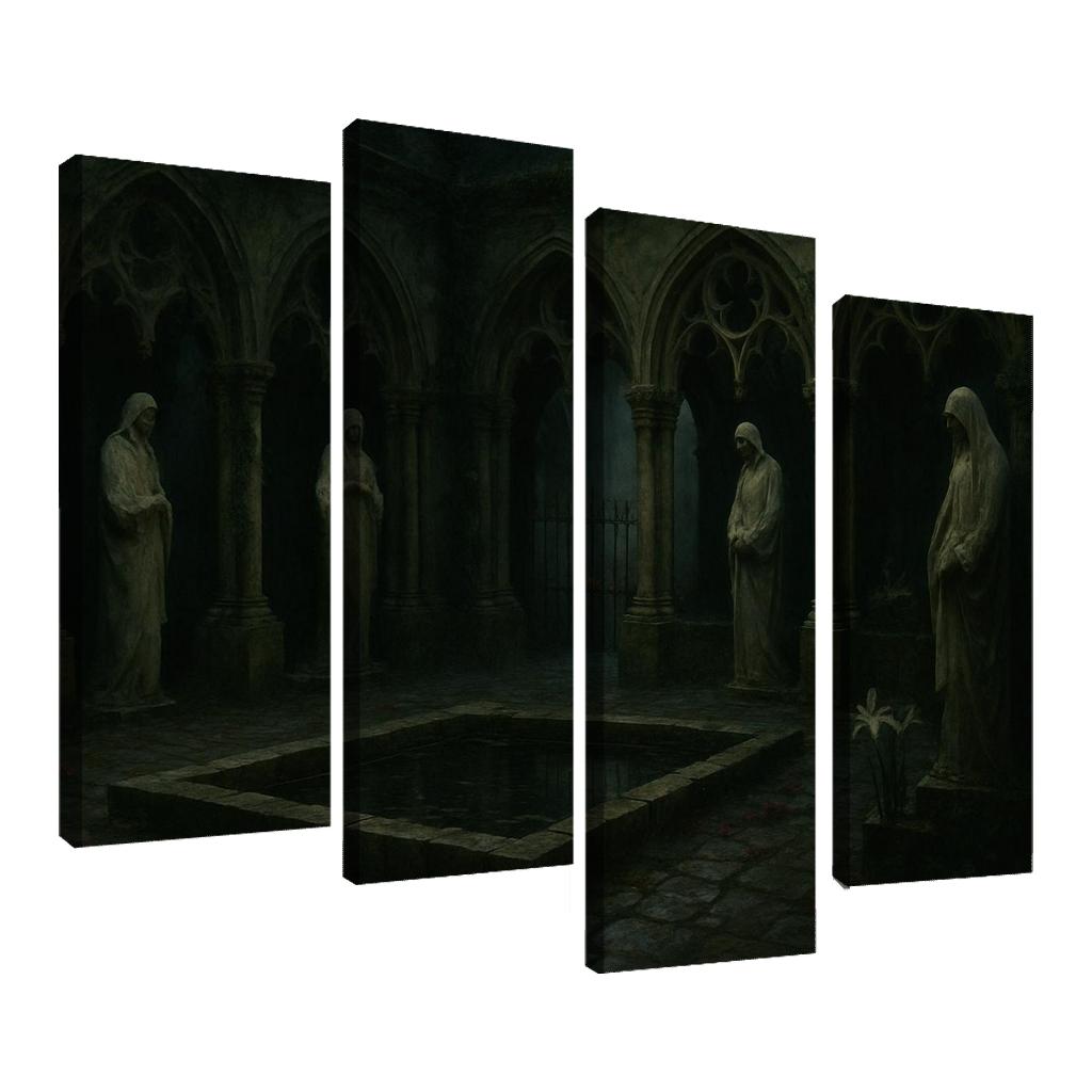 Sepulchral Garden Cloister With Bone White Statues modern paintings frame