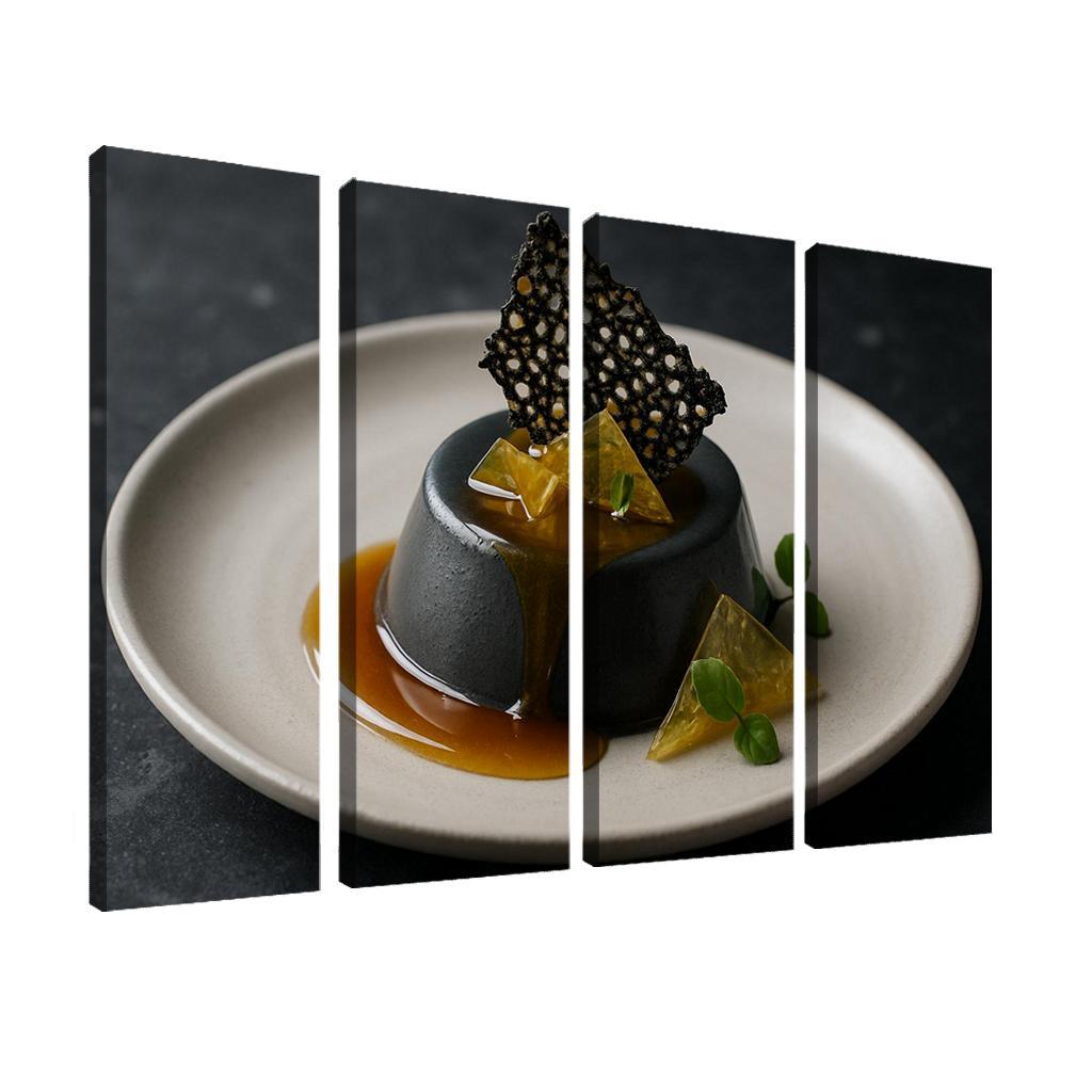 Black Sesame Honey Panna Cotta With Citrus Glass And Sesame Brittle modern paintings frame