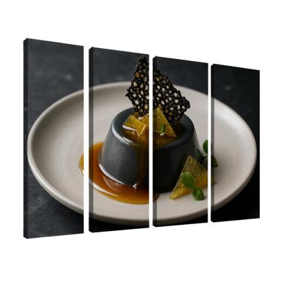 Black Sesame Honey Panna Cotta With Citrus Glass And Sesame Brittle modern paintings frame