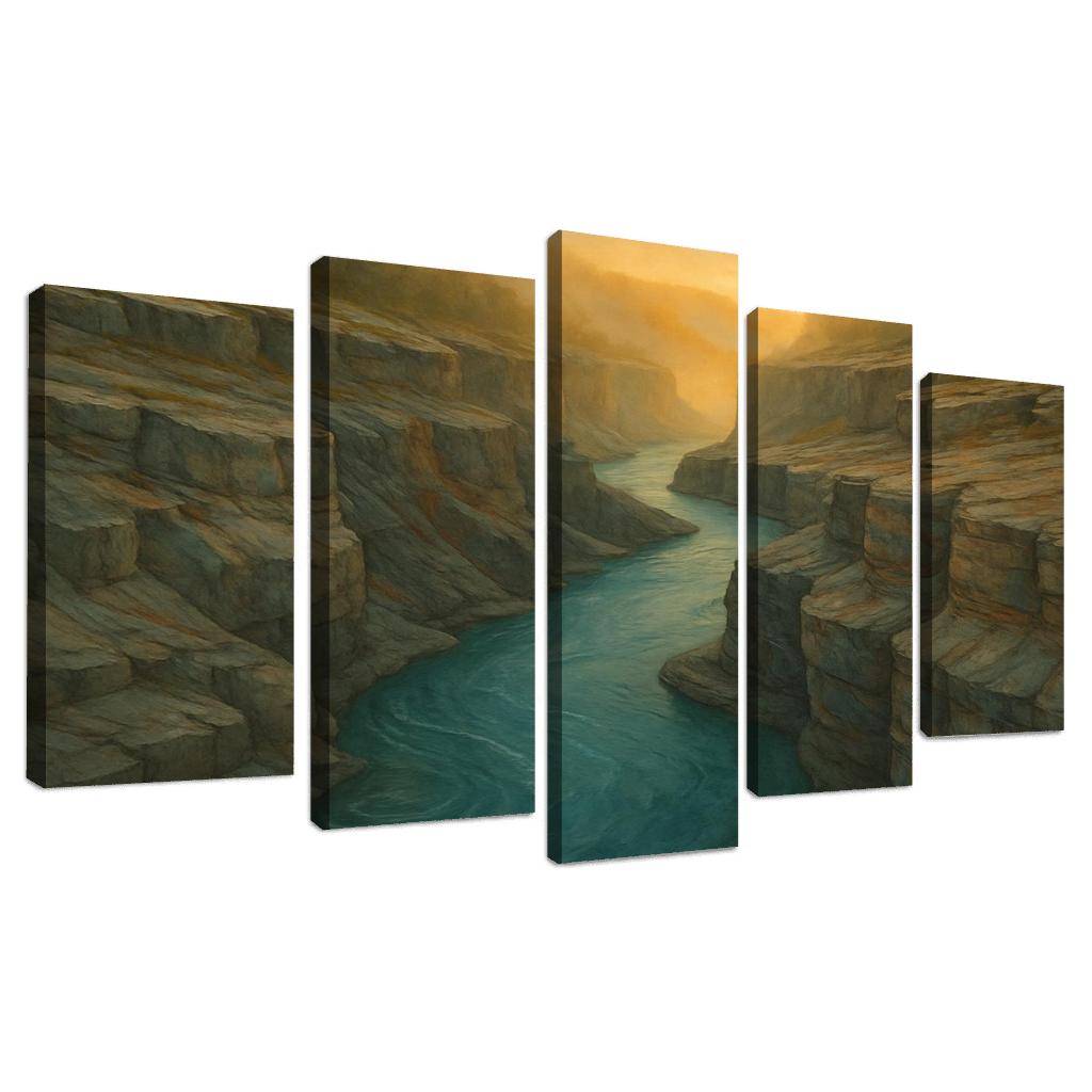 Amber Mist Over A Turquoise Glacial River Gorge oil paintings frame