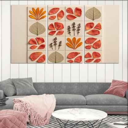 Pressed Petal Mosaic In Warm Ochre And Rose Tones premium artwork frames