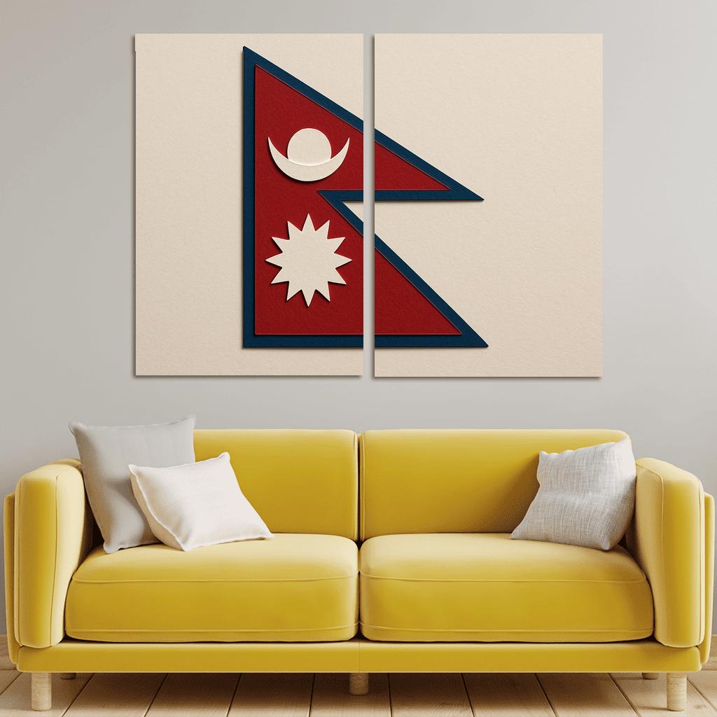 Himalayan Geometry The Flag Of Nepal In Paper Cut Art modern paintings frame