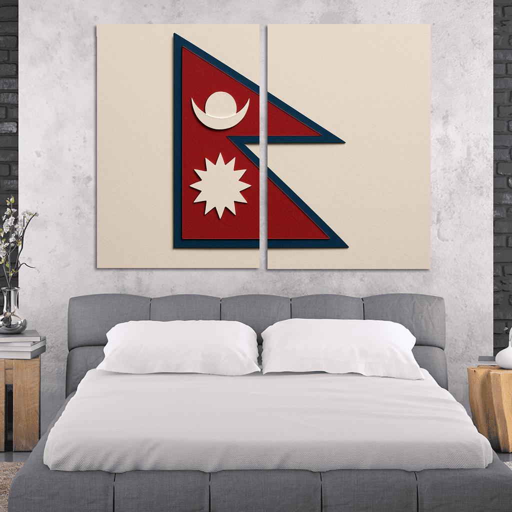 Himalayan Geometry The Flag Of Nepal In Paper Cut Art modern paintings frame