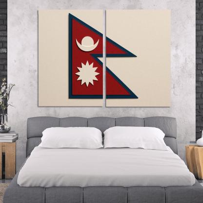 Himalayan Geometry The Flag Of Nepal In Paper Cut Art modern paintings frame