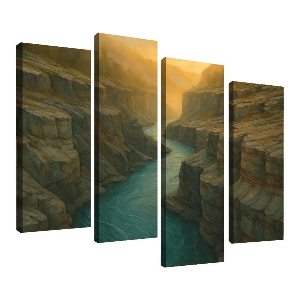 Amber Mist Over A Turquoise Glacial River Gorge oil paintings frame