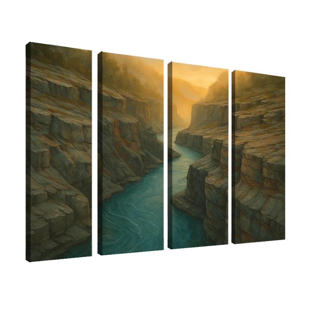 Amber Mist Over A Turquoise Glacial River Gorge oil paintings frame