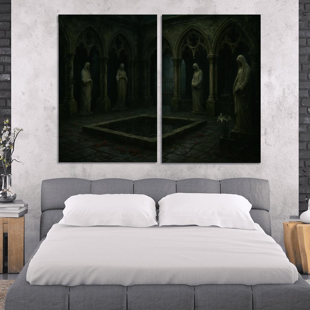 Sepulchral Garden Cloister With Bone White Statues modern paintings frame