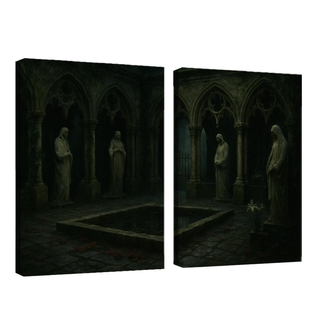 Sepulchral Garden Cloister With Bone White Statues modern paintings frame