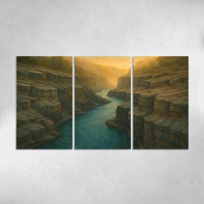 Amber Mist Over A Turquoise Glacial River Gorge oil paintings frame