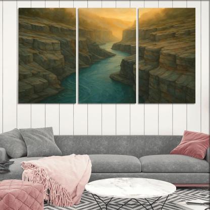 Amber Mist Over A Turquoise Glacial River Gorge oil paintings frame