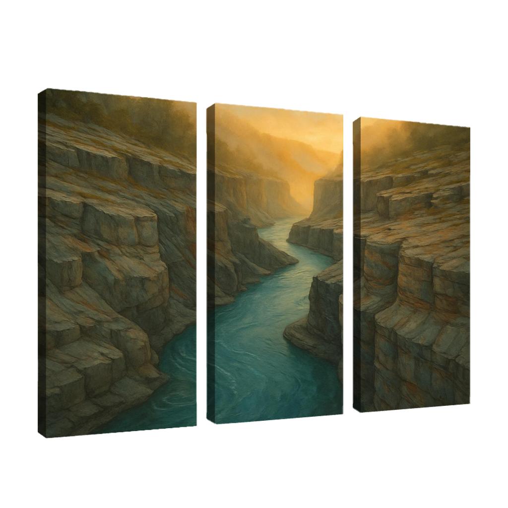 Amber Mist Over A Turquoise Glacial River Gorge oil paintings frame