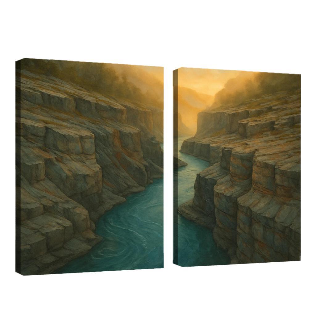 Amber Mist Over A Turquoise Glacial River Gorge oil paintings frame