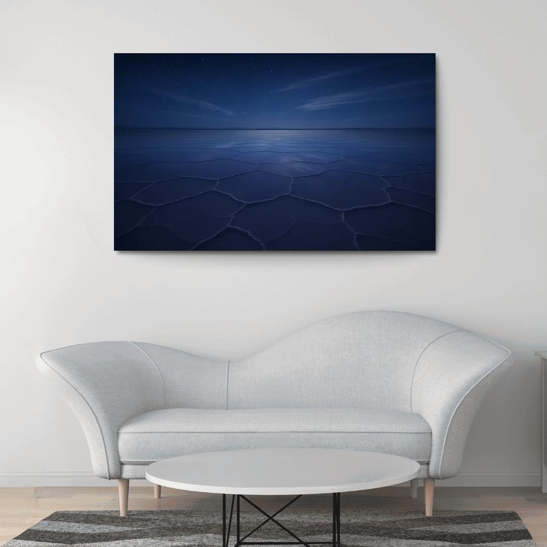 Moonlit Salt Flats Under A Velvet Indigo Sky wall decor