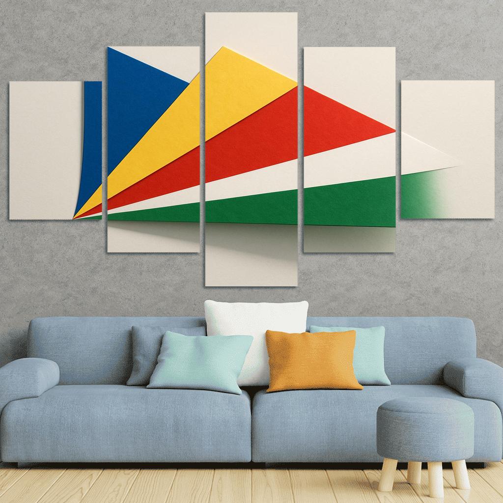 Radiant Diagonal Harmony The Flag Of Seychelles canvas paintings frame