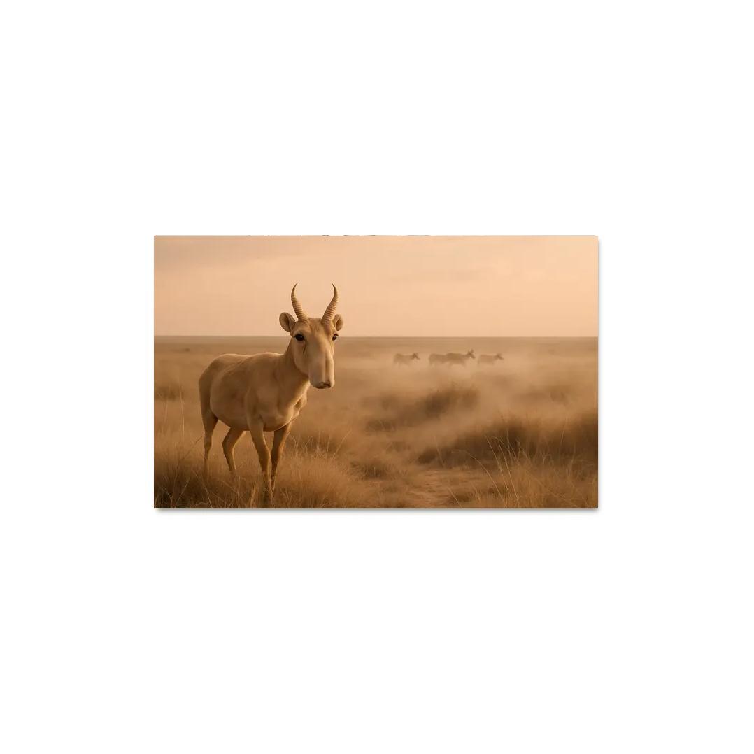 Saiga Antelope Crossing The Windy Eurasian Steppe At Dawn one-piece frames