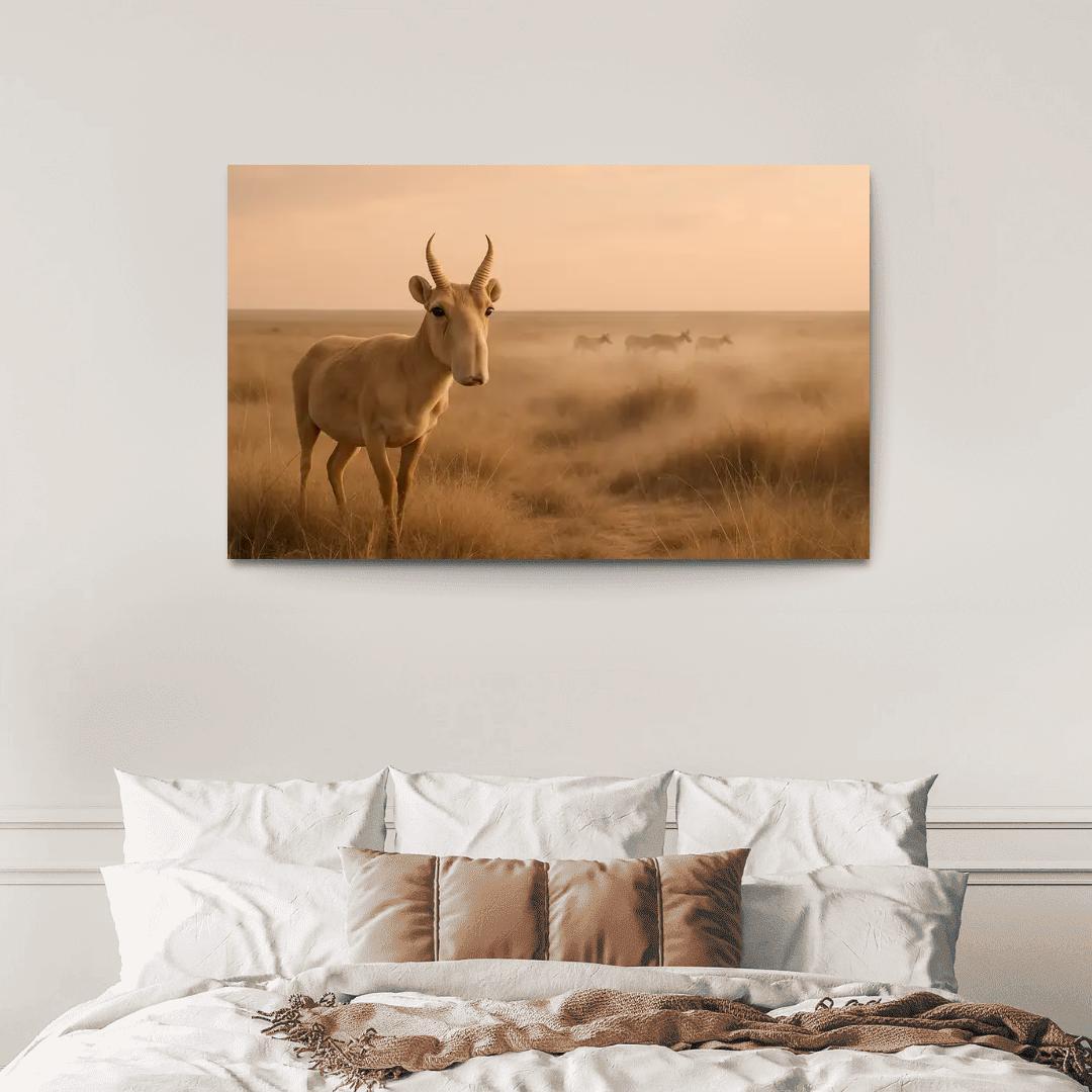 Saiga Antelope Crossing The Windy Eurasian Steppe At Dawn one-piece frames