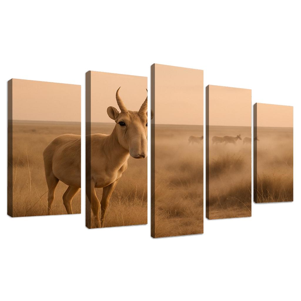 Saiga Antelope Crossing The Windy Eurasian Steppe At Dawn one-piece frames
