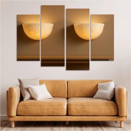 Hand Carved Alabaster Ripple Sconce Pair multi-panel paintings