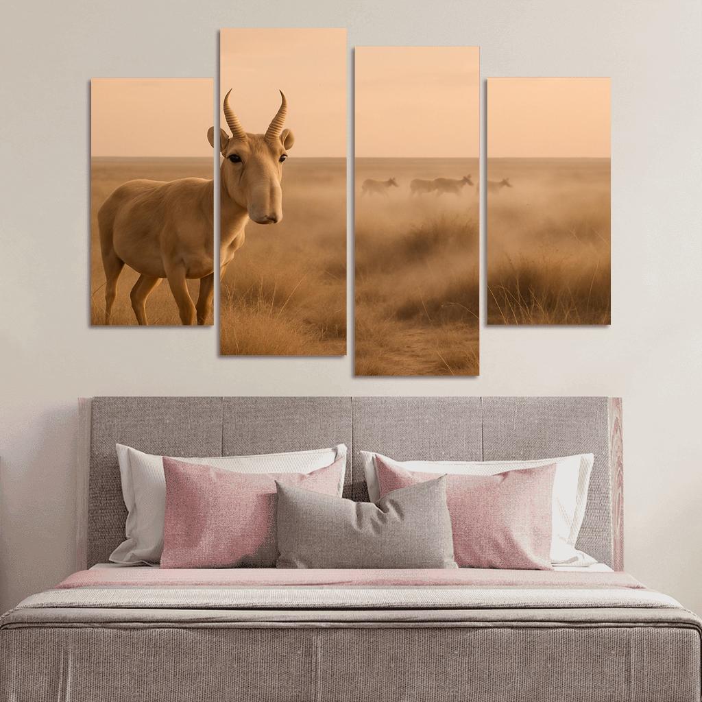 Saiga Antelope Crossing The Windy Eurasian Steppe At Dawn one-piece frames