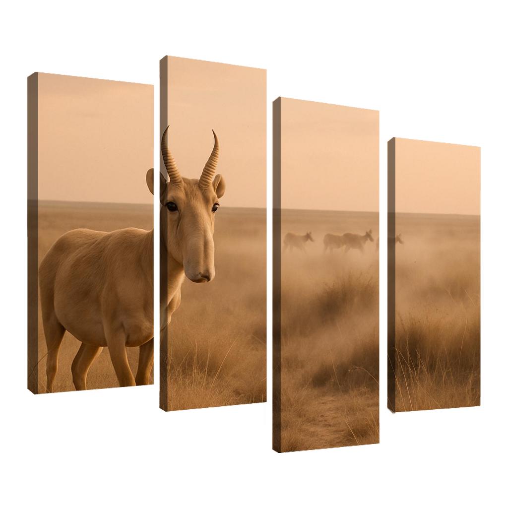 Saiga Antelope Crossing The Windy Eurasian Steppe At Dawn one-piece frames