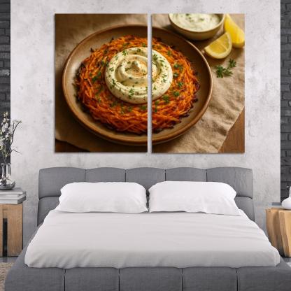Smoked Paprika Sweet Potato Rosti With Lemon Herb Yogurt abstract paintings frame