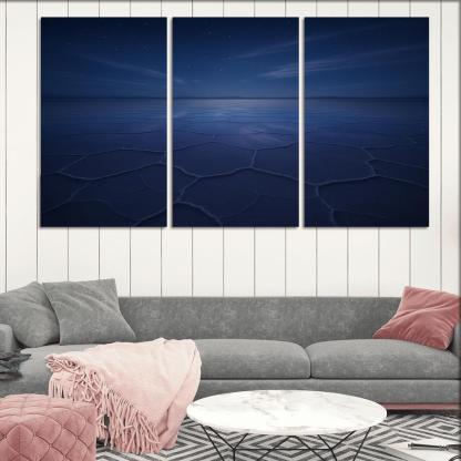 Moonlit Salt Flats Under A Velvet Indigo Sky wall decor