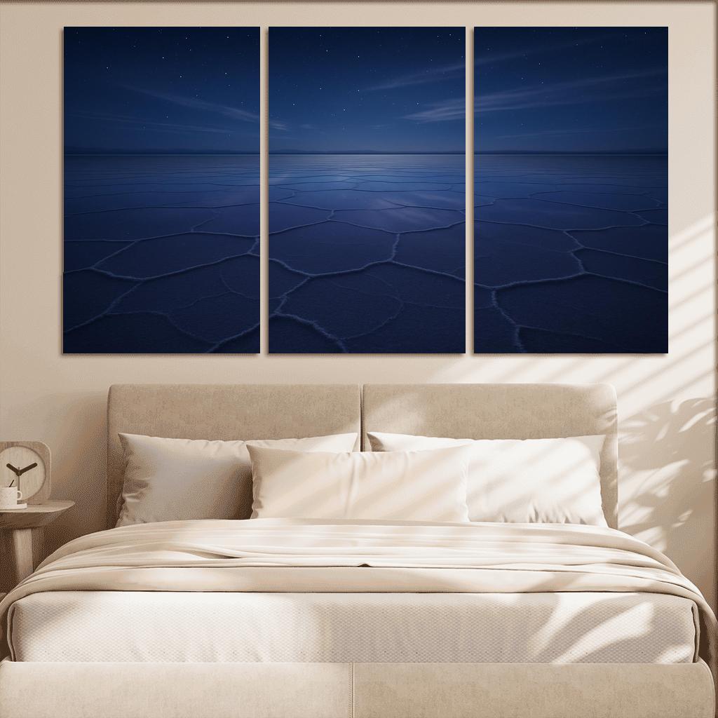 Moonlit Salt Flats Under A Velvet Indigo Sky wall decor