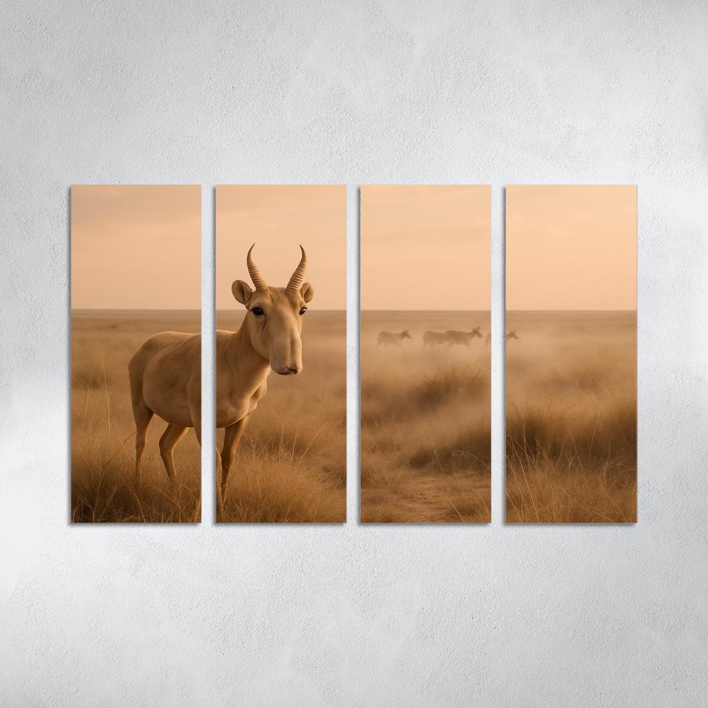 Saiga Antelope Crossing The Windy Eurasian Steppe At Dawn one-piece frames