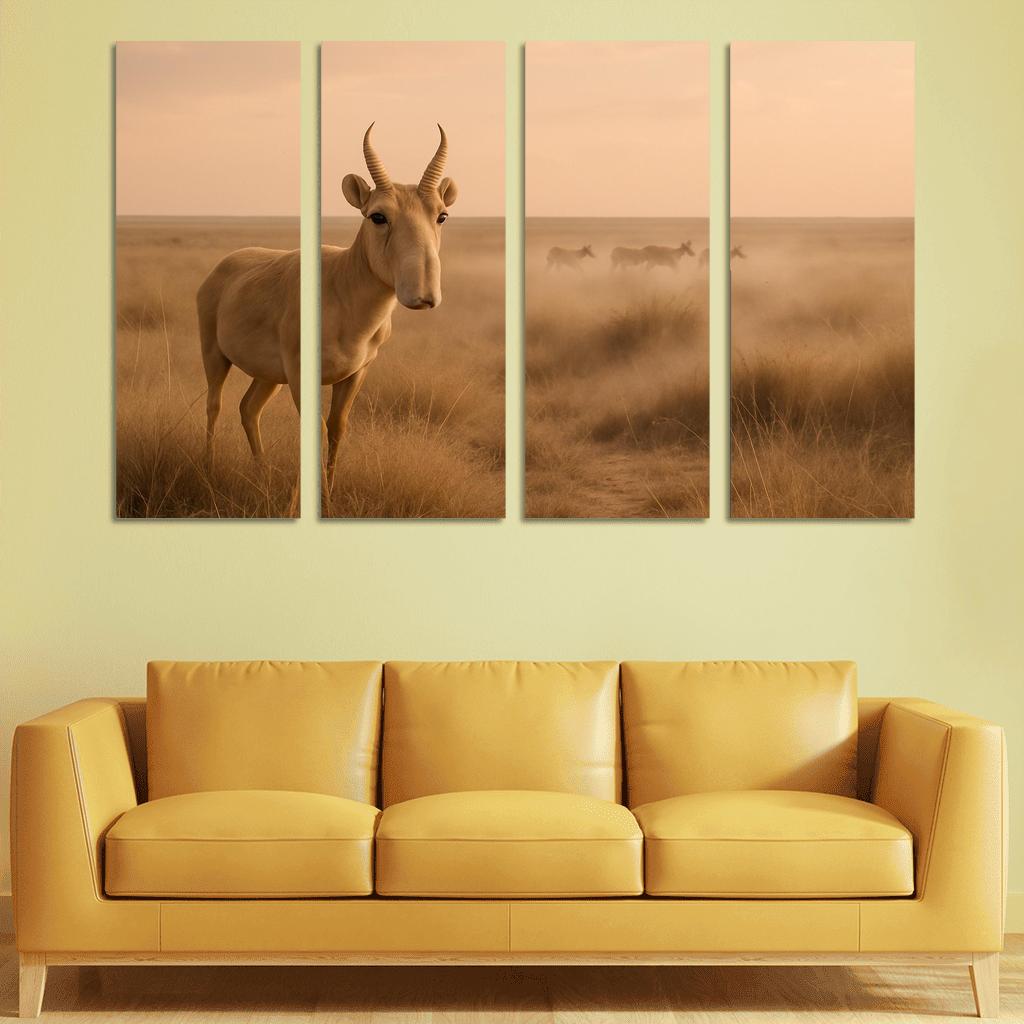 Saiga Antelope Crossing The Windy Eurasian Steppe At Dawn one-piece frames