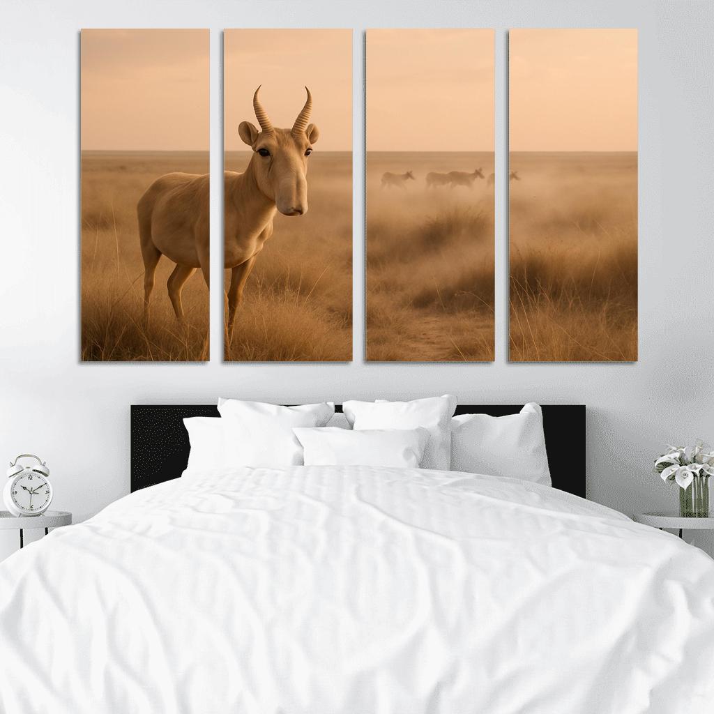 Saiga Antelope Crossing The Windy Eurasian Steppe At Dawn one-piece frames