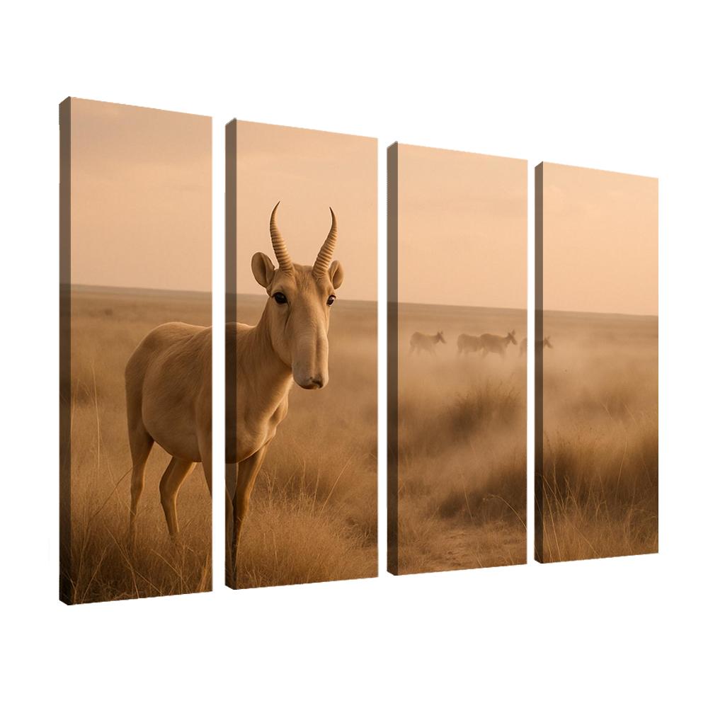 Saiga Antelope Crossing The Windy Eurasian Steppe At Dawn one-piece frames