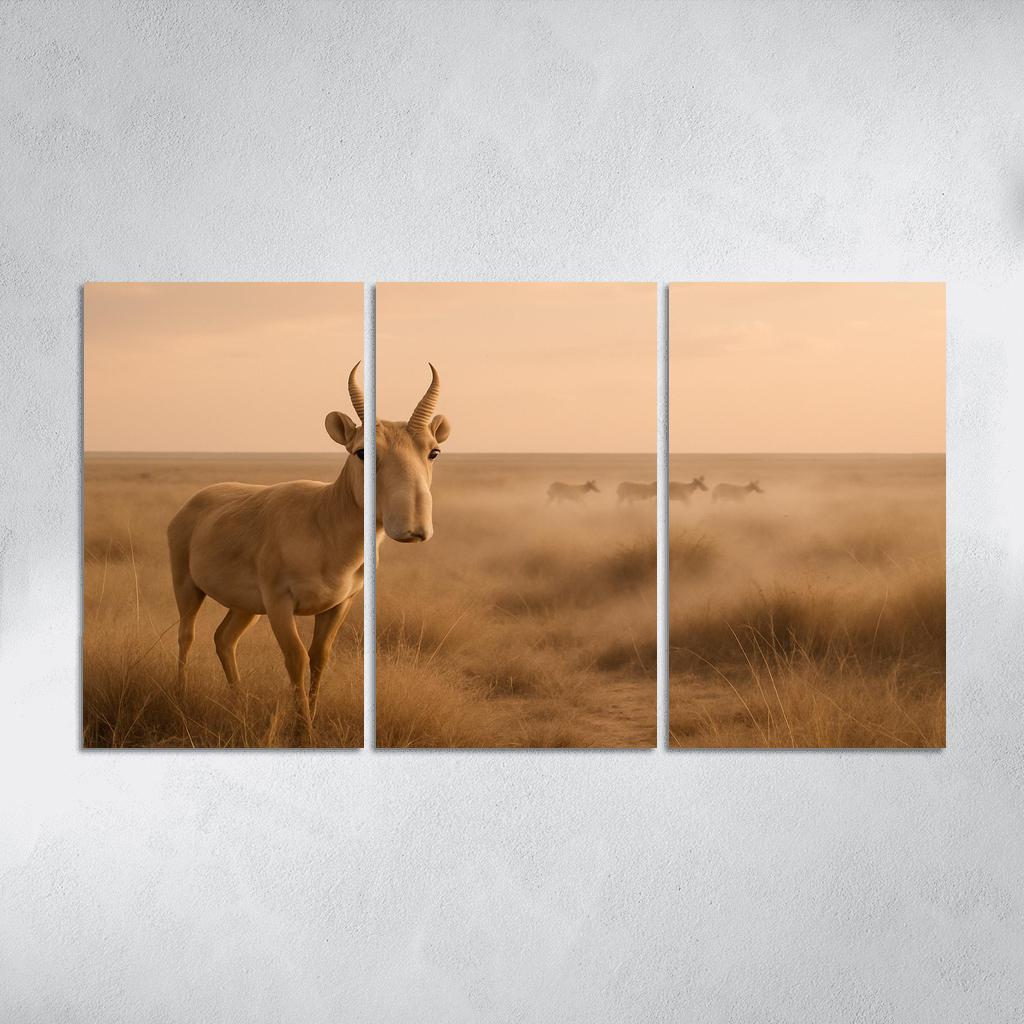 Saiga Antelope Crossing The Windy Eurasian Steppe At Dawn one-piece frames