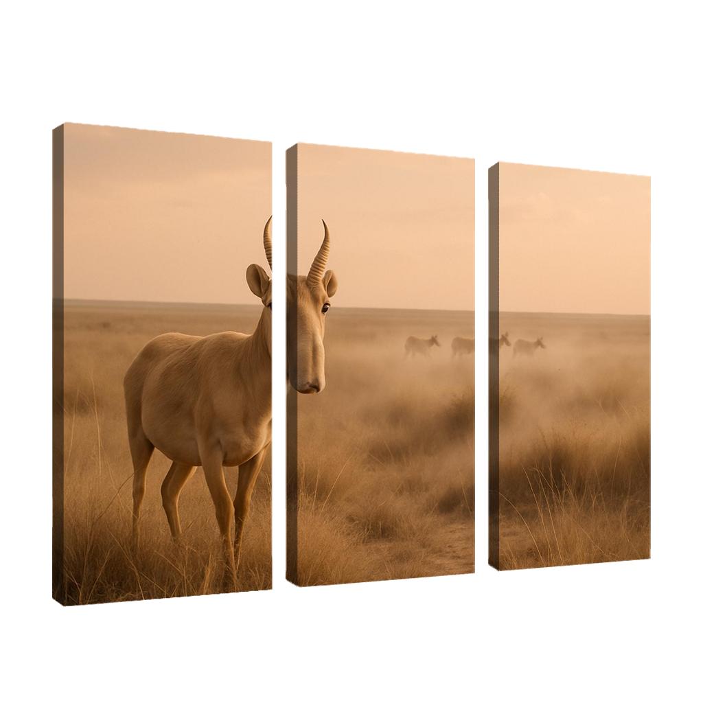 Saiga Antelope Crossing The Windy Eurasian Steppe At Dawn one-piece frames