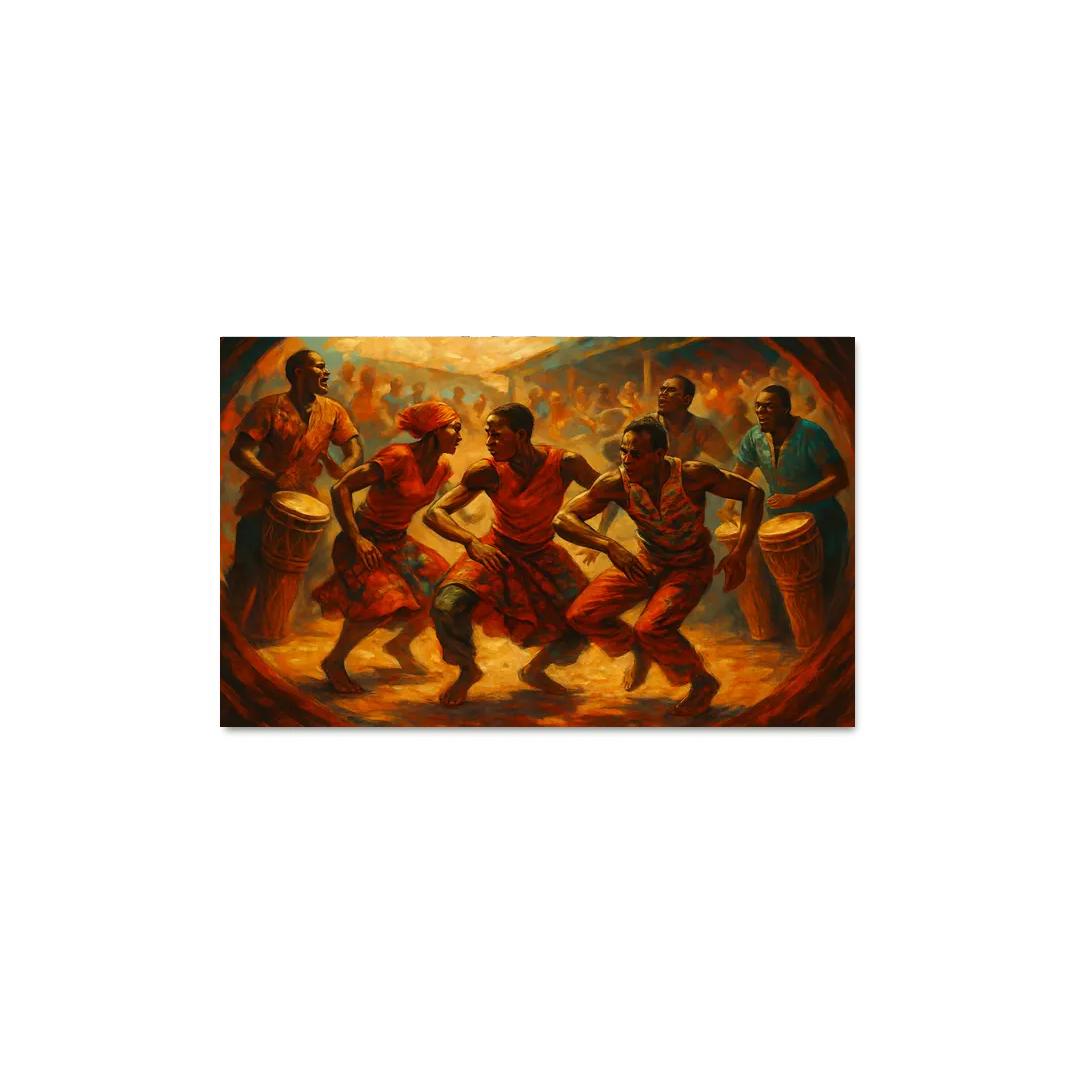 Sabar Drum Driven Street Circle Dance abstract paintings frame
