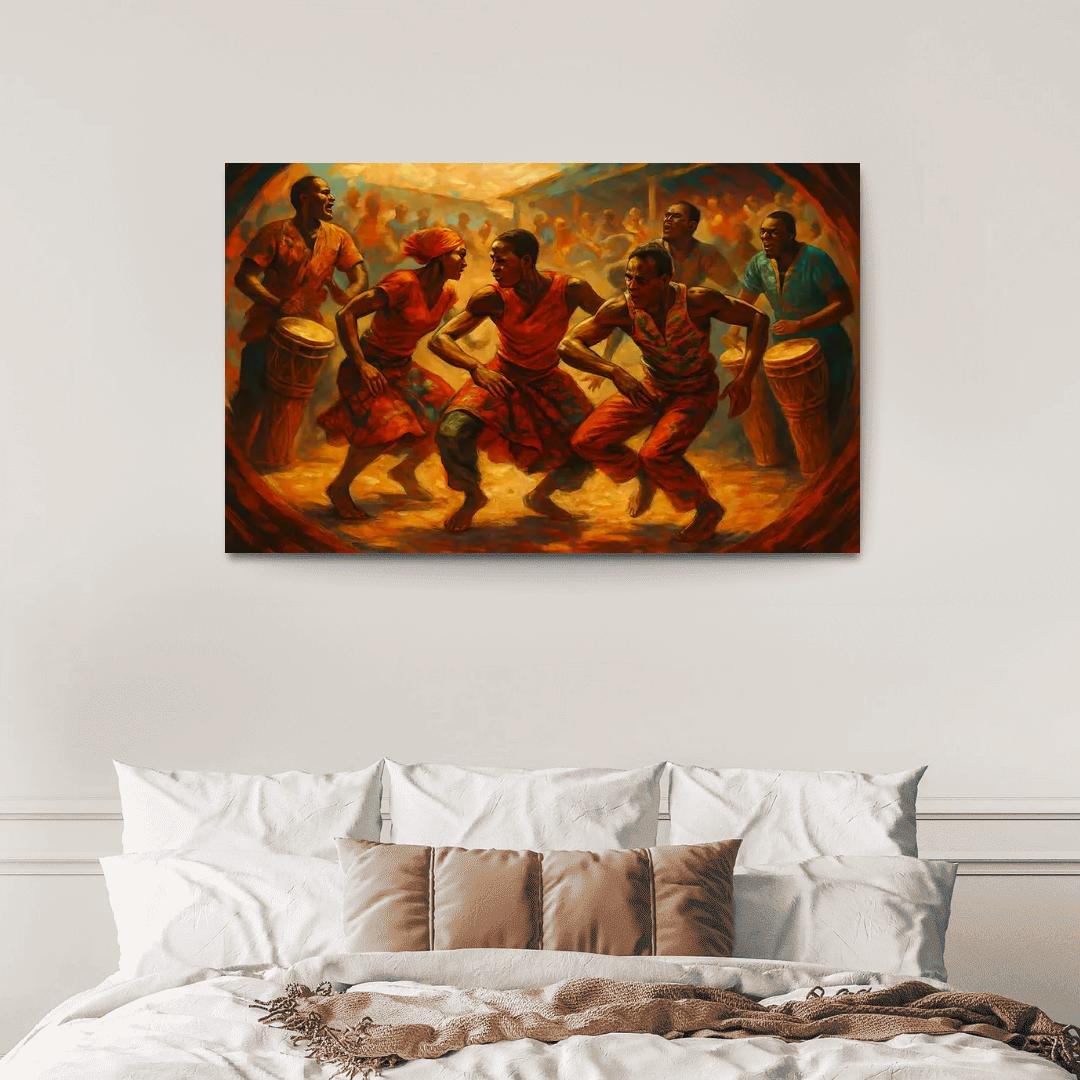 Sabar Drum Driven Street Circle Dance abstract paintings frame