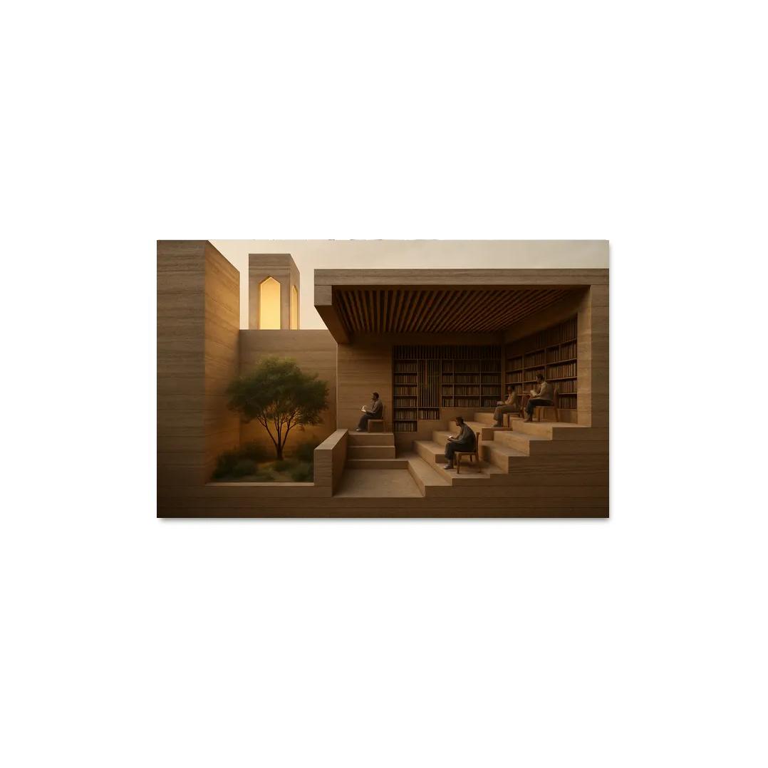 Rammed Earth Lantern Library modern paintings frame