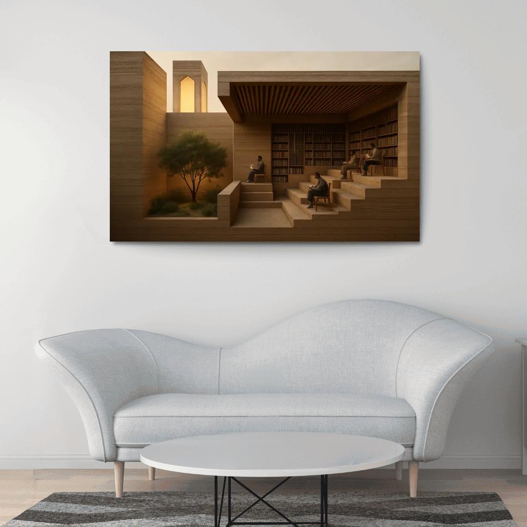 Rammed Earth Lantern Library modern paintings frame