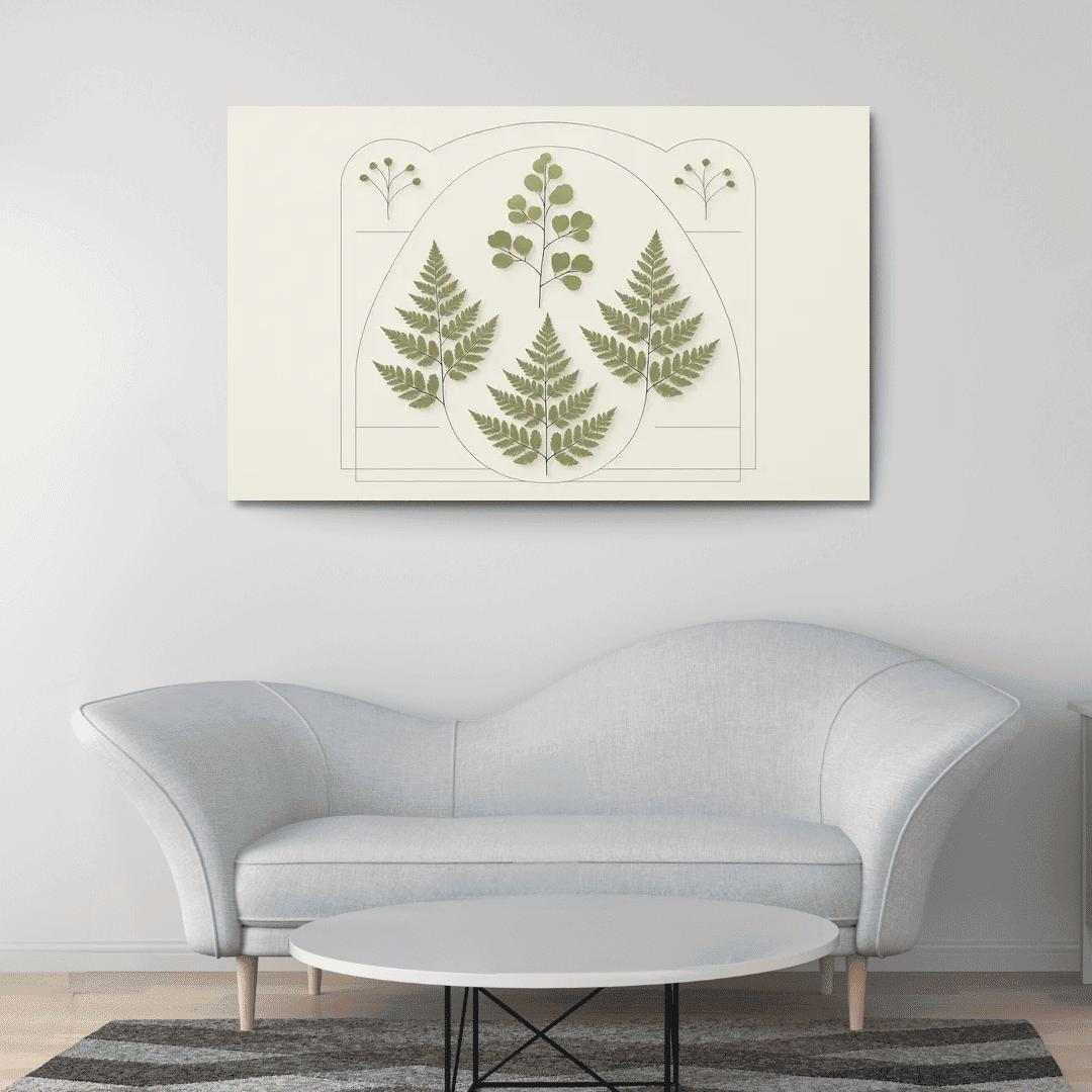 Pressed Fern Geometry Study oil paintings frame