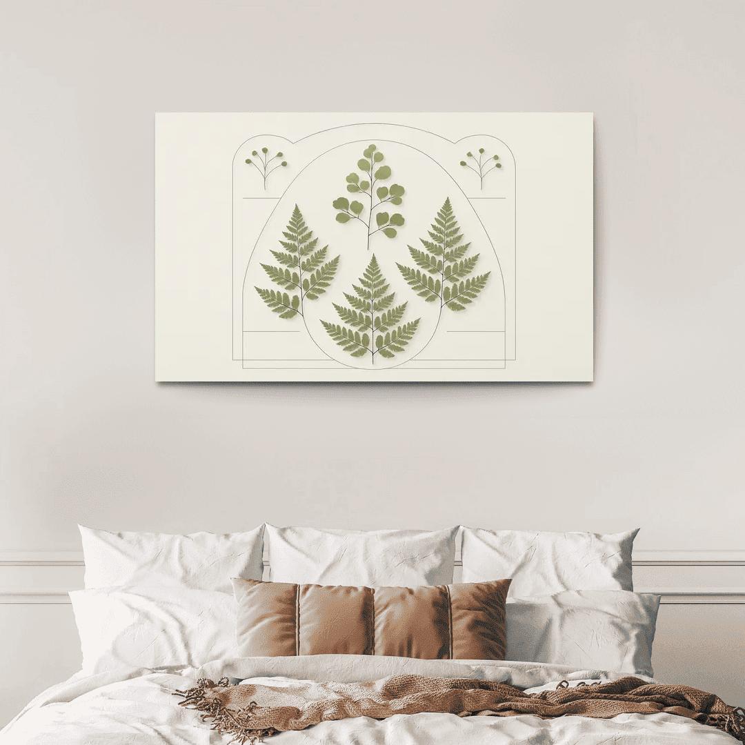 Pressed Fern Geometry Study oil paintings frame