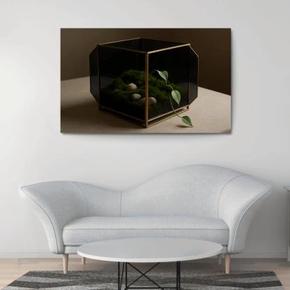 Smoked Glass Terrarium Coffee Table Centerpiece With Brass Framework wall decor