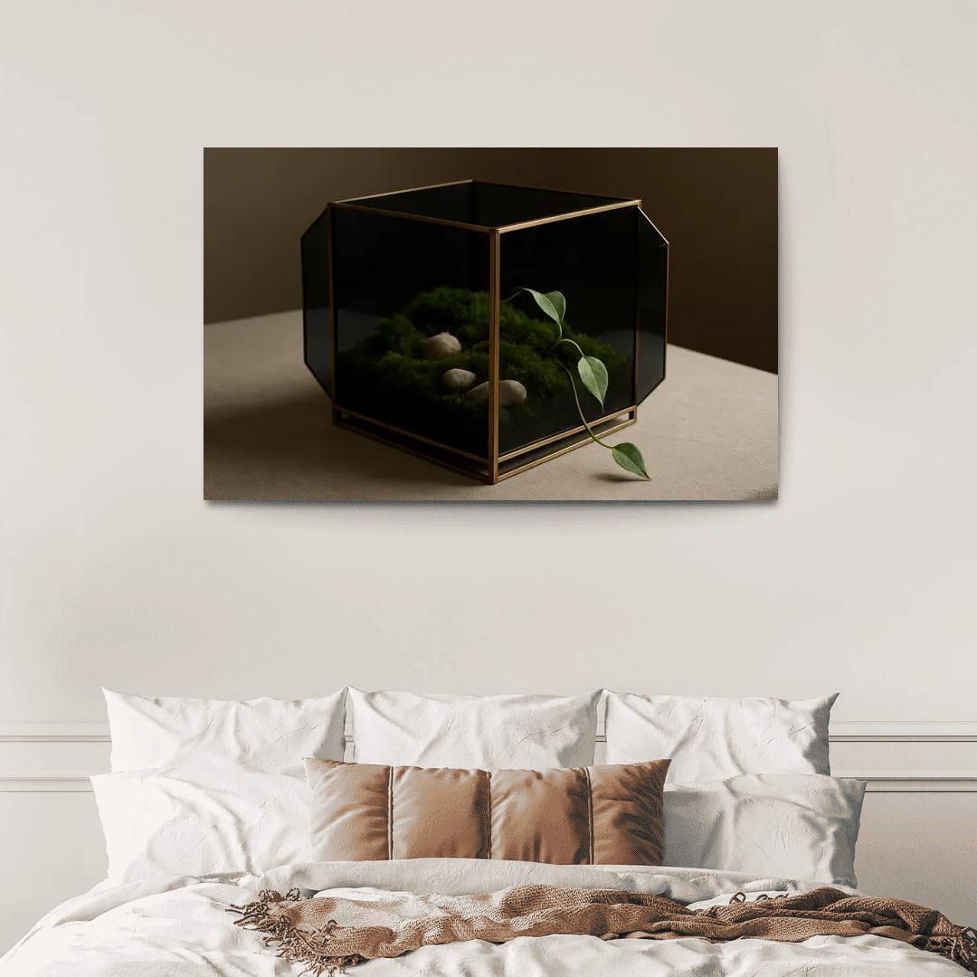 Smoked Glass Terrarium Coffee Table Centerpiece With Brass Framework wall decor