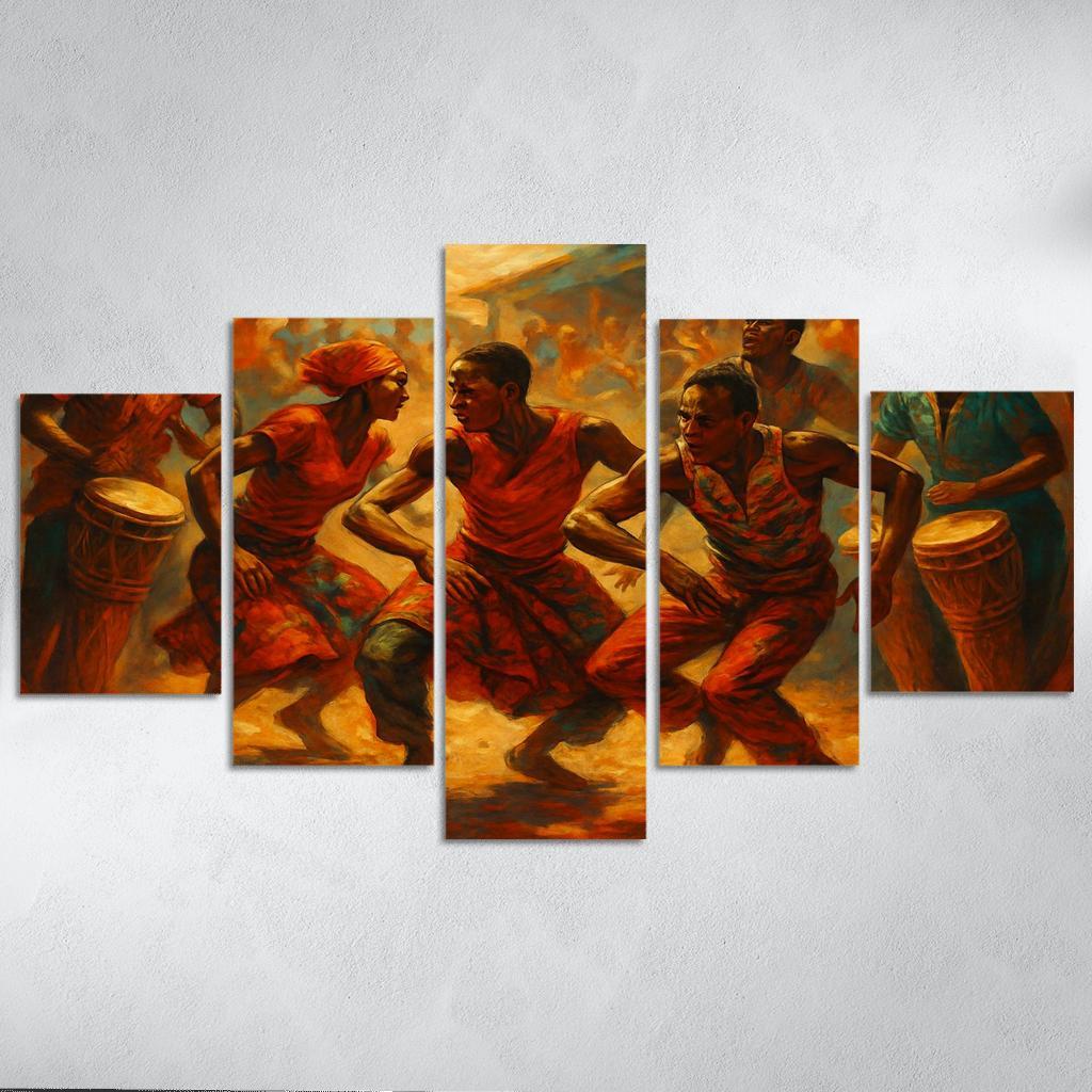 Sabar Drum Driven Street Circle Dance abstract paintings frame