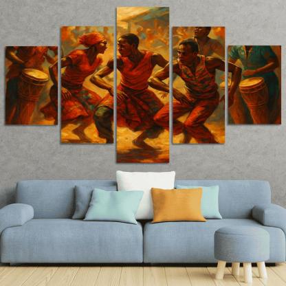 Sabar Drum Driven Street Circle Dance abstract paintings frame
