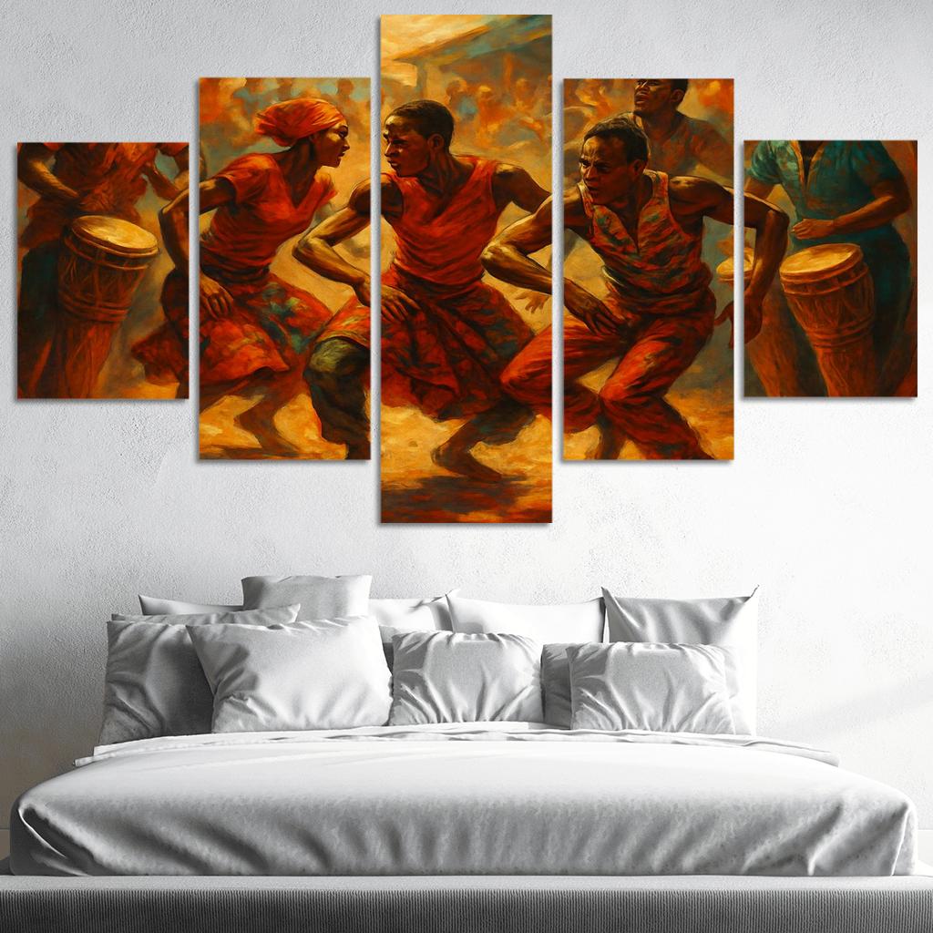 Sabar Drum Driven Street Circle Dance abstract paintings frame