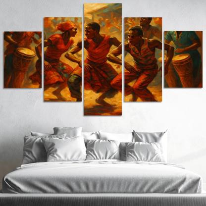 Sabar Drum Driven Street Circle Dance abstract paintings frame