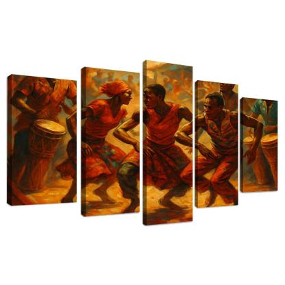 Sabar Drum Driven Street Circle Dance abstract paintings frame