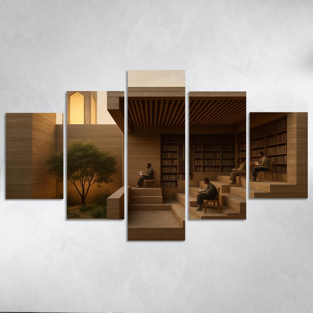 Rammed Earth Lantern Library modern paintings frame