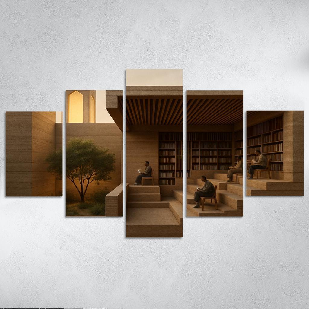 Rammed Earth Lantern Library modern paintings frame